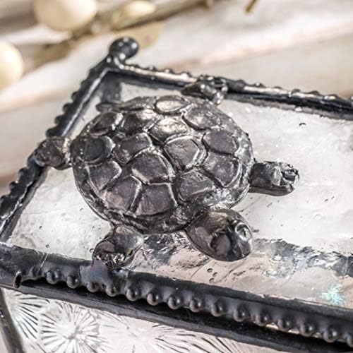 Deniz Kaplumbağası Hediyeler Mücevher Kutusu Şeffaf Cam Hatıra Ekran Dekoratif Kutular Plaj Ev Dekor Ivır Zıvır Biblo