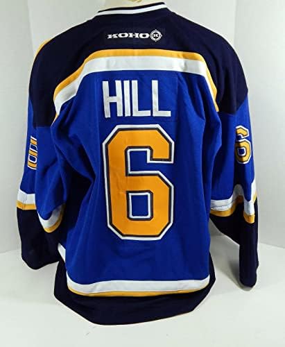 2001-02 St. Louis Blues Sean Hill 6 Oyun Kullanılmış Mavi Forma DP12181 - Oyun Kullanılmış NHL Formaları