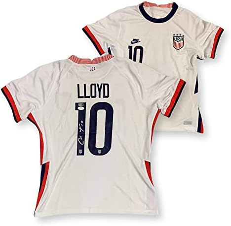Carli Lloyd İmzalı ABD kadın Olimpiyat İmzalı Beyaz Nike Futbol Forması JSA İmzalı Futbol Formaları
