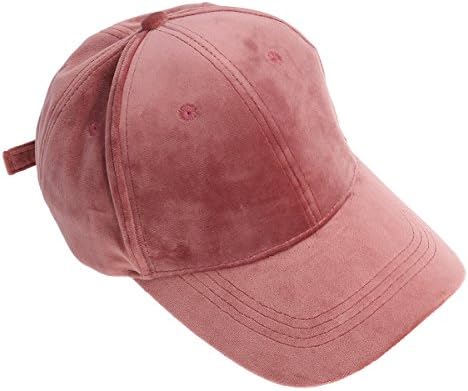 OULII Unisex Kadife beyzbol şapkası Katı Ayarlanabilir Spor siperlikli şapka (Pembe)
