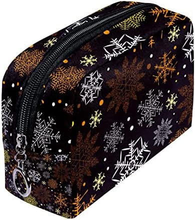 Makyaj çantası, Seyahat Makyaj kozmetik çantası Kadın Erkek, Kahverengi kar tanesi Retro Noel