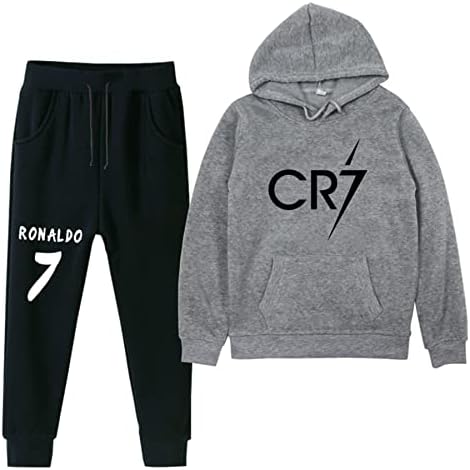 Konıee Çocuklar Cristiano Ronaldo svetşört ve Sweatpants Setleri Eşofman 2 Parça Rahat Tişörtü Kapşonlu Suit Boys