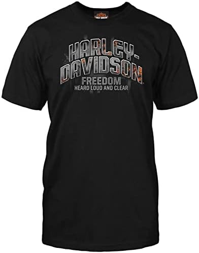 Harley-Davidson Askeri-Erkek Siyah Grafikli tişört-Aviano Hava Üssü / Metalik