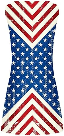 Lmdudan 4th Temmuz Elbise Kadın Kolsuz Crewneck Mini Kısa Elbiseler Yaz Hollow Out Amerikan Bayrağı Bağımsızlık Günü