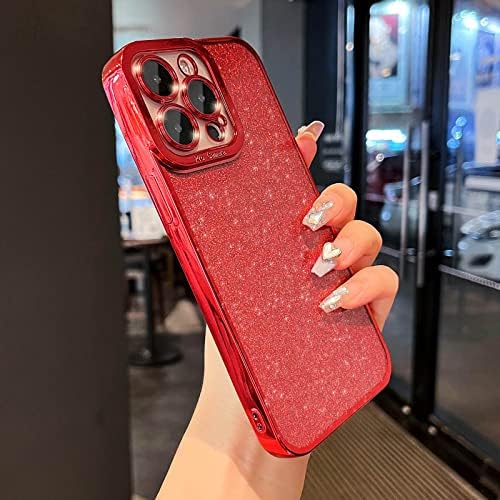 ankofave ile Uyumlu iPhone 14 Pro Max Kılıf Kadınlar Kızlar için, Glitter Lüks Sevimli Esnek Kaplama, darbeye Dayanıklı