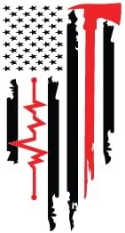 Ince Kırmızı Çizgi Amerikan Bayrağı / İtfaiyeci Bayrağı Heatrbeat / Büyük Hediye Fikri / çıkartma / 2 Paket|5 inç