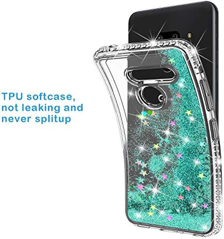 LG G8 thinq ıçin Rosebono Durumda, Quicksand Glitter Sparkly Bling Sıvı Parlak Temizle Yumuşak TPU Tampon Koruyucu