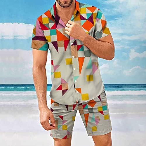 4 SUZİ Erkek Komik Plaj Gömlek Seti, Casual Düğme Aşağı Gömlek Kısa Kollu Üstleri ve Şort hawaii tişört Takım Elbise