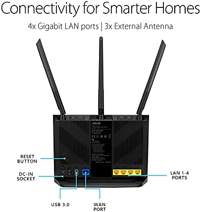 ASUS AC1750 WiFi Yönlendirici (RT-AC65) - Çift Bantlı Kablosuz İnternet Yönlendirici, Kolay Kurulum, Ebeveyn Kontrolü,