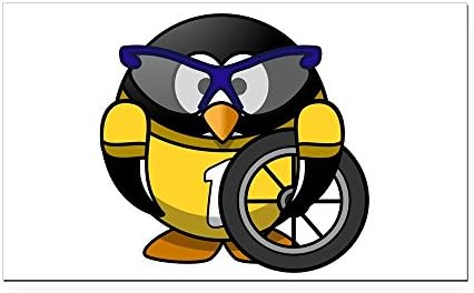 Dikdörtgen Araba Mıknatısı Küçük Yuvarlak Penguen - Sarı Jarseli Bisikletçi