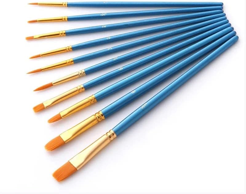 Boya Fırçası Seti Boyama resim fırçası Suluboya Sanatçı Profesyonel Boyama Kiti (Renk: Mavi, Boyut: 10 adet)