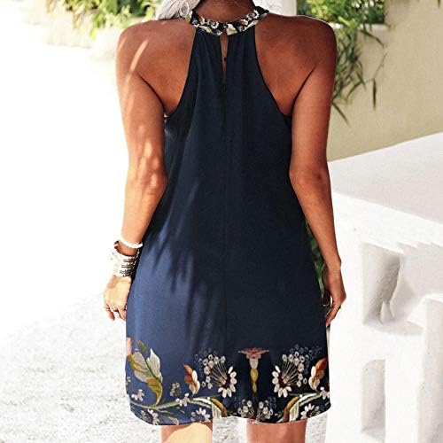 MODA yaz elbisesi Kadınlar için Boho Kolsuz Plaj Elbise Moda Halter Boyun Baskı Elbise 2023 Rahat Artı Boyutu Elbise