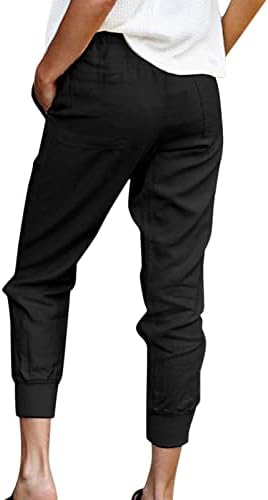 GRGE BEUU Kadınlar Katı Renk kapri pantolonlar Rahat Yüksek Belli Joggers Ince Kırpılmış İpli Pantolon Sweatpants
