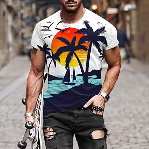 ayaso Moda 3D Plaj Baskılı erkek kısa kollu tişört Rahat Hawaii Desen Atletik Yaz Tatil Gömlek T-Shirt