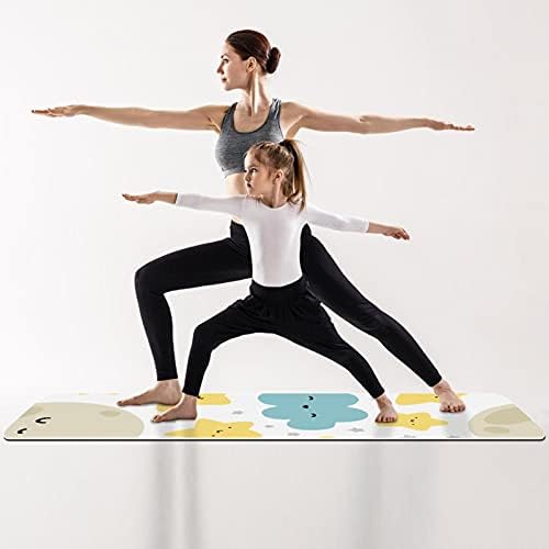 Kalın Kaymaz Egzersiz ve Fitness 1/4 yoga mat Ay Bulut Yıldız Baskı Yoga Pilates ve Zemin Fitness Egzersiz (61x183cm)