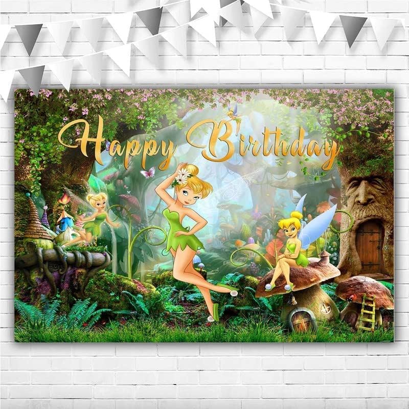 Tinkerbell Zemin Bebek Duş 5x3ft Tinkerbell Mutlu Doğum Günü Afiş Kızlar için 1st Doğum Günü Vinil Peri Wonderland