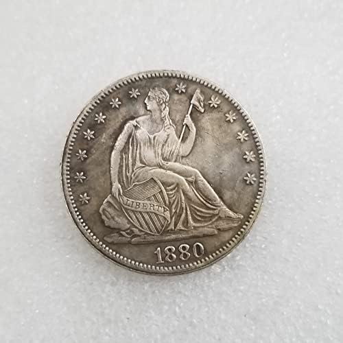 QİNGFENG Antika El Sanatları Amerikan 1880 Yarım Dolar Pirinç Gümüş Kaplama Eski Gümüş Dolar Gümüş Yuvarlak Dış Gümüş
