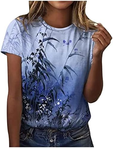 Kadın Giyim Kısa Kollu Ekip Boyun Pamuk Grafik Bluz Gömlek Güz Yaz Gömlek Kızlar için 5D 5D