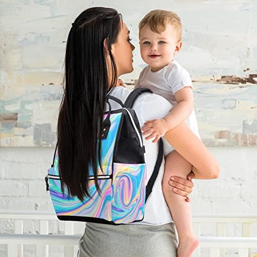 Renkli Mermer Doku bebek bezi çantası Sırt Çantası Bebek Bezi Değiştirme Çantaları Çok Fonksiyonlu Büyük Kapasiteli
