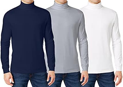 Galaxy tarafından Harvic Erkek Kaplumbağa Boyun Uzun Kollu T-Shirt, Slim Fit Düz Kazak Yakın İş, Gezi, Kış, 3-Pack