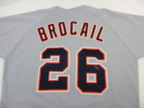 1996 Detroit Tigers Doug Brocail 26 Oyun Kullanılmış Gri Forma Adı Kaplama değiştirildi 9-Oyun Kullanılmış MLB Formaları