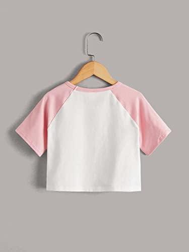 Floerns Kızlar Yaz Baskı Kısa Kollu Yuvarlak Boyun Kırpma Üstleri Tee Gömlek