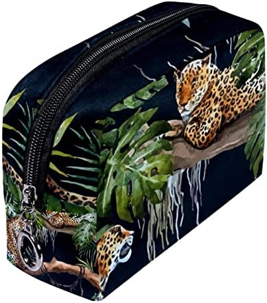 TBOUOBT Hediyeler Erkekler Kadınlar için Makyaj Çantaları makyaj çantası Küçük Kozmetik Çantaları, Leopar Tropikal