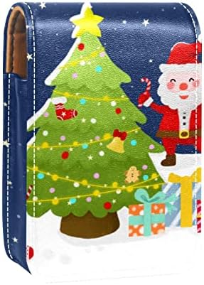 ORYUEKAN Mini Makyaj aynalı çanta, Debriyaj Çanta Deri Ruj Kılıfı, Noel Kar Günü Noel Baba Karikatür