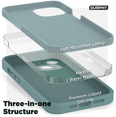 SURPHY Kaktüs Yeşil Silikon Kılıf + 3 Paket Ekran Koruyucu iPhone 14 6.1 inç (2022 Sürümü)