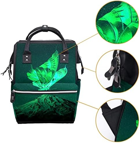 GUEROTKR Seyahat sırt çantası, Bebek bezi çantası sırt çantası, Bebek bezi sırt çantası, Yeşil Yıldız manzara Kelebek