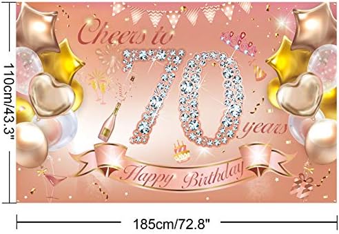 HOWAF Kadın 70th Doğum Günü Partisi Dekorasyon Gül Altın, Kumaş Afiş için 70th Doğum Günü fotoğraf arka fonu Fotoğraf
