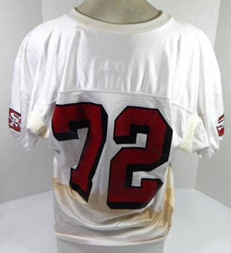 2002 San Francisco 49ers Kyle Kosier 72 Oyun Kullanılmış Beyaz Antrenman Forması XL 28-İmzasız NFL Oyun Kullanılmış