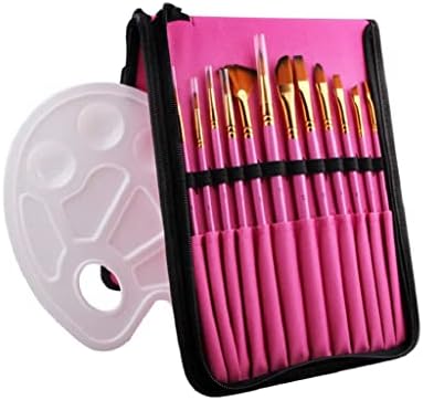 WENLII 12 / Set Naylon Saç Ahşap Saplı Su Renk Boyalı Fırça Kalem Yıkama Kazıyıcı Akrilik Resim Sanatı Kaplama Fırçası
