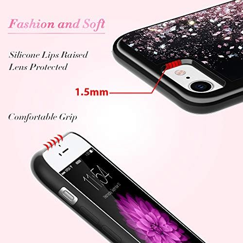 Caka Glitter Kılıf iPhone SE 2020 2022 5G Durumda Kadınlar Kızlar için Glitter Bling Sıvı Akan Sparkle Glitter Kılıf