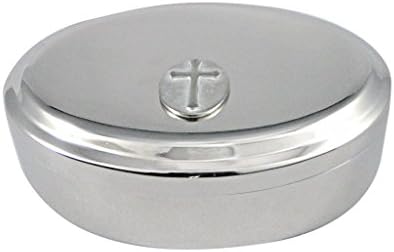 Gümüş tonlu Oval dini haç kolye Oval biblo mücevher kutusu