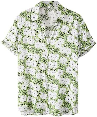 Bmısegm Erkek Plaj Gömlek Erkekler Yaz Moda Eğlence Sahil Tatil Çiçek Gömlek Kısa Kollu Gömlek Uzun Kollu Düğme