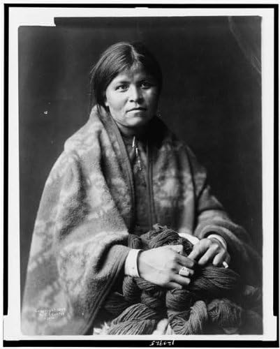 Tarihsel Bulgular Fotoğraf: Battaniye Üreticisi, Navaho, Navajo Kadını, Kuzey Amerika Yerlileri, Edward Curtis