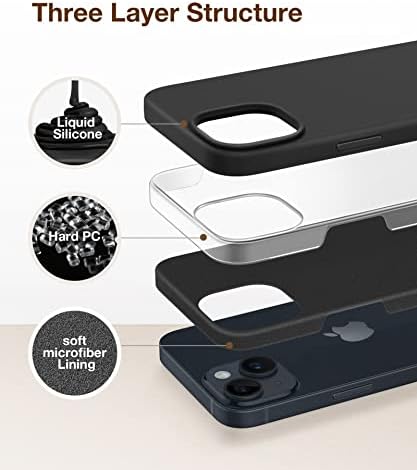 GONEZ iPhone 14 için Kılıf Silikon, Ekran Koruyucu + Kamera Lens Koruyucu, [Yumuşak Çizilmez Mikrofiber Astar], İnce