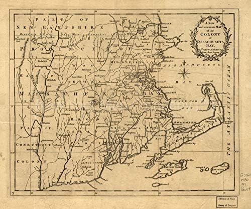 1780 Haritası| Massachusetts Kolonisinin Yeni ve Doğru Bir haritası, yani Massachusetts Körfezi, N
