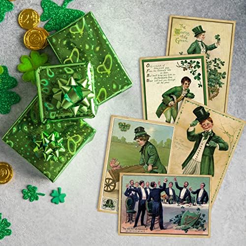 AnyDesign 45 Paket Aziz Patrick Günü Kartpostalları Arkadaşlarınıza ve Ailenize Vintage Boş Kartpostal Çeşitleri İrlandalı